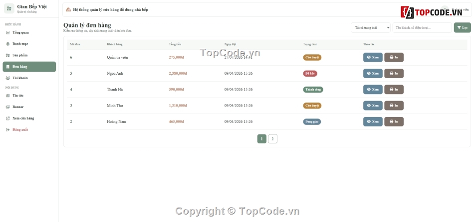 Website bán đồ dùng,Web bán đồ dùng nhà bếp,Website đồ nhà bếp